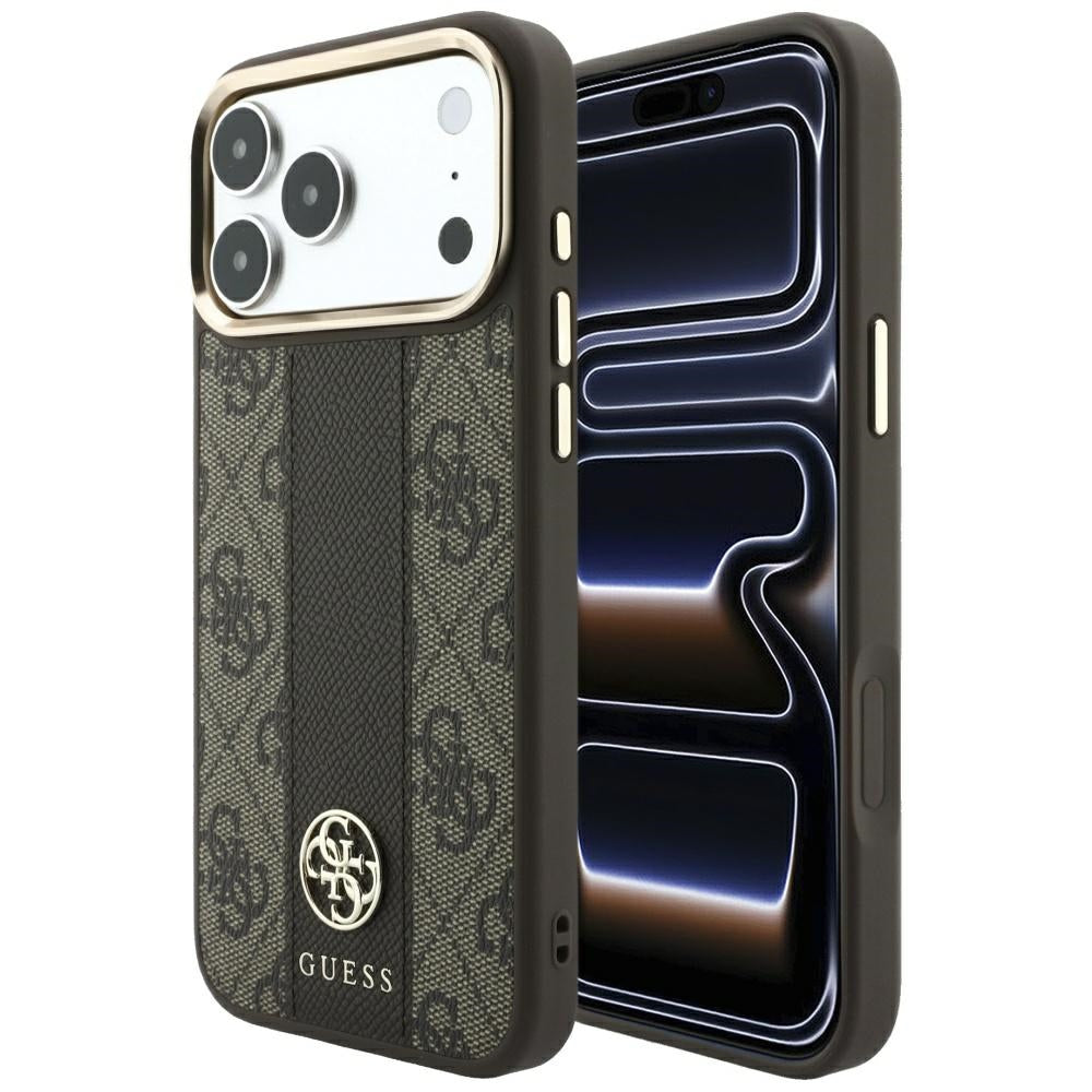 Θήκη MagSafe για Apple iPhone 18 Pro Max / 17 Pro Max, Guess, 4G Stripe Round Classic Logo, Καφέ