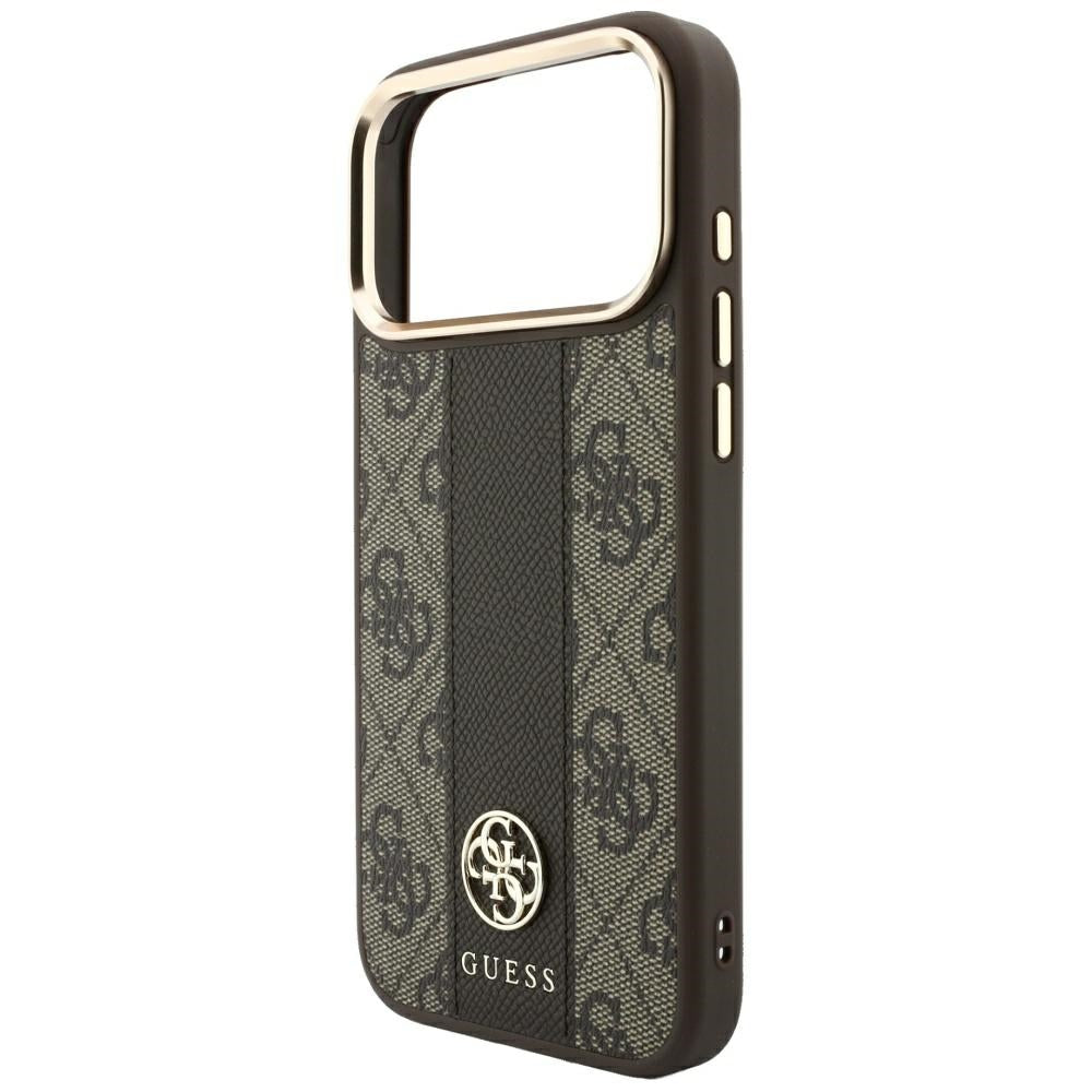 Θήκη MagSafe για Apple iPhone 18 Pro Max / 17 Pro Max, Guess, 4G Stripe Round Classic Logo, Καφέ