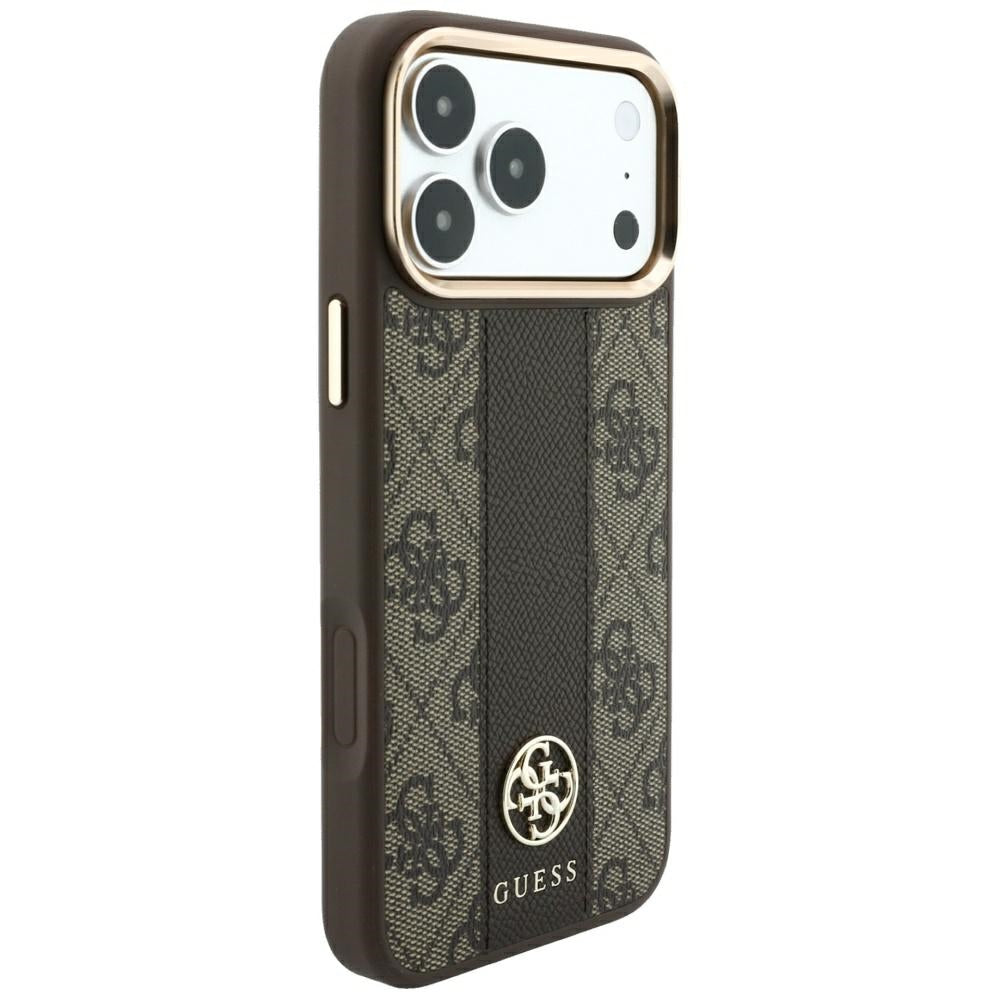Θήκη MagSafe για Apple iPhone 18 Pro Max / 17 Pro Max, Guess, 4G Stripe Round Classic Logo, Καφέ
