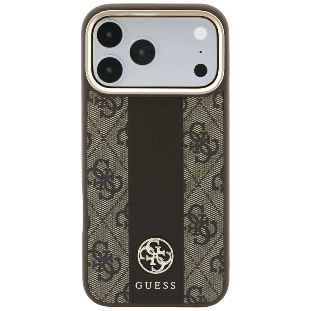 Θήκη MagSafe για Apple iPhone 18 Pro Max / 17 Pro Max, Guess, 4G Stripe Round Classic Logo, Καφέ