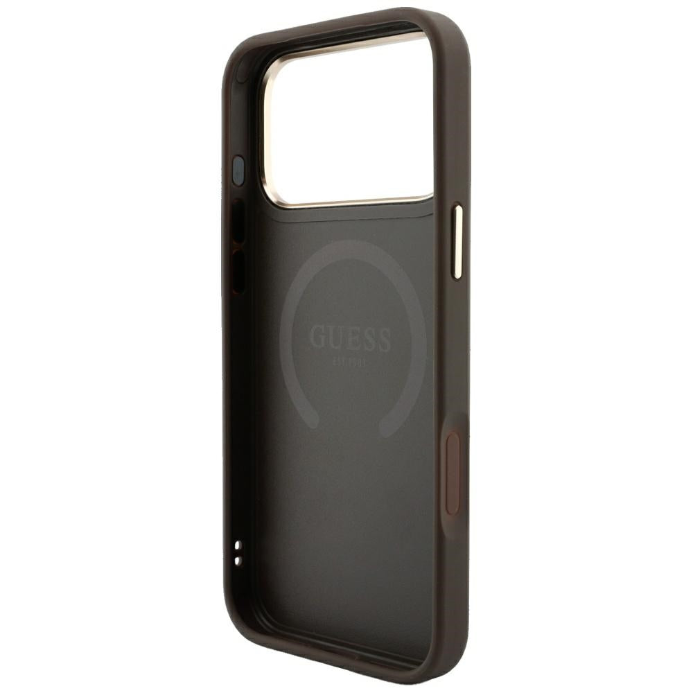Θήκη MagSafe για Apple iPhone 18 Pro Max / 17 Pro Max, Guess, 4G Stripe Round Classic Logo, Καφέ