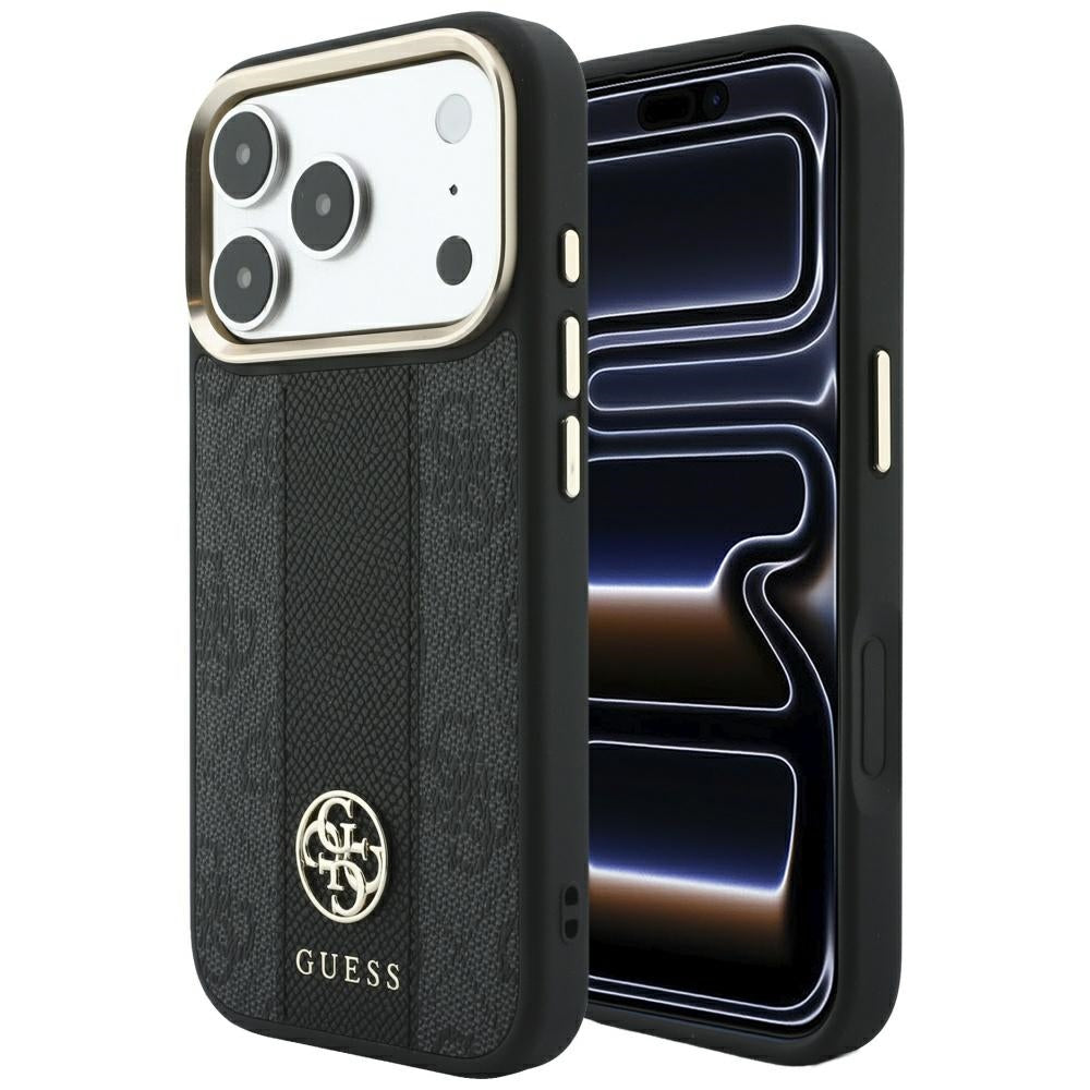 Θήκη MagSafe για Apple iPhone 18 Pro Max / 17 Pro Max, Guess, 4G Stripe Round Classic Logo, Μαύρη