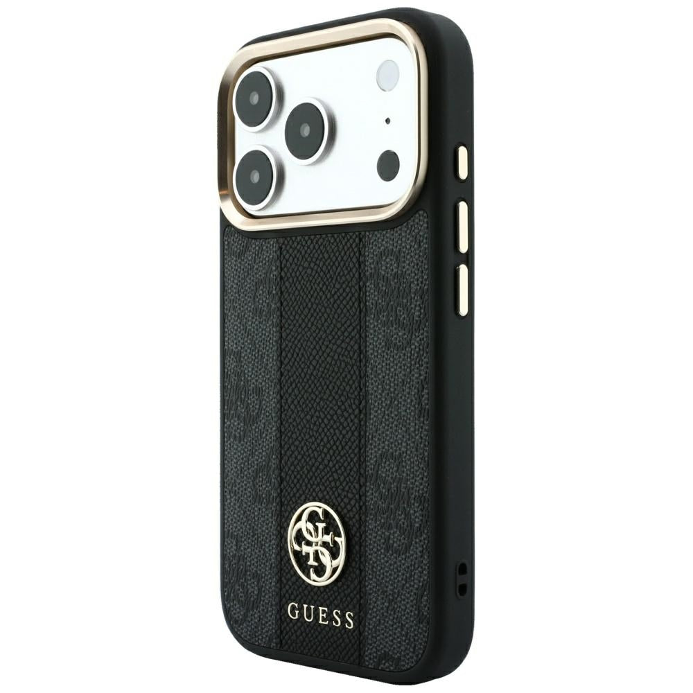 Θήκη MagSafe για Apple iPhone 18 Pro Max / 17 Pro Max, Guess, 4G Stripe Round Classic Logo, Μαύρη