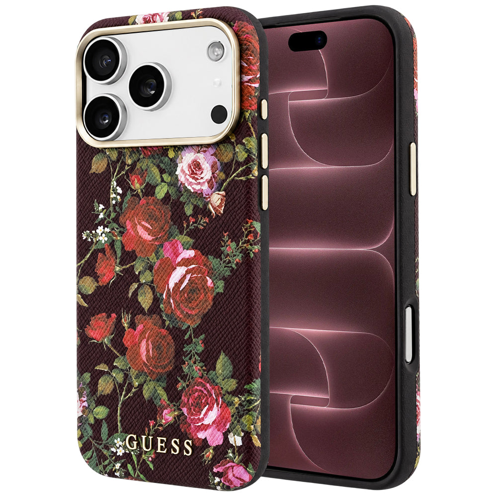 Θήκη MagSafe για Apple iPhone 18 Pro Max / 17 Pro Max, Guess, Blossom Roses Print, Μπορντό