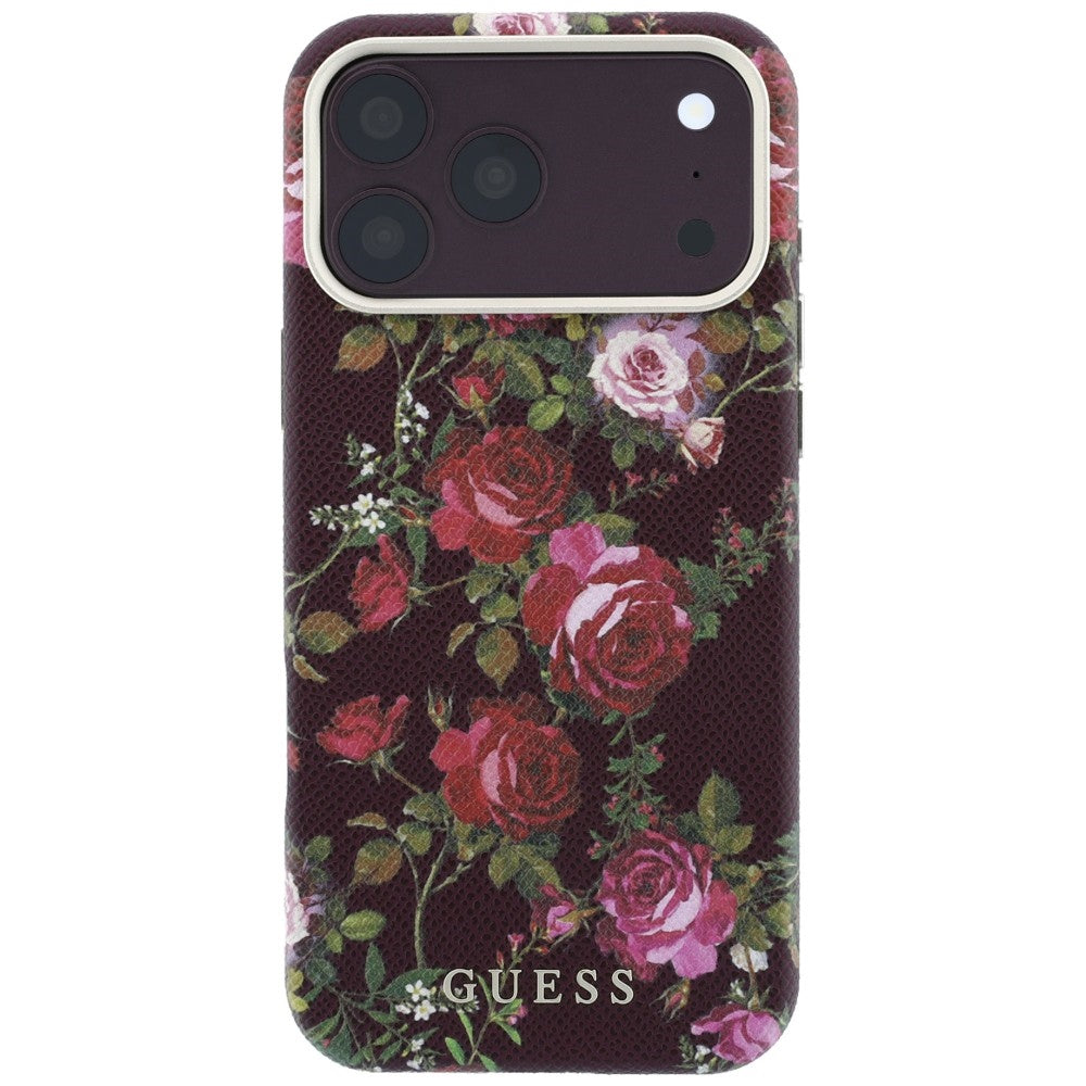 Θήκη MagSafe για Apple iPhone 18 Pro Max / 17 Pro Max, Guess, Blossom Roses Print, Μπορντό