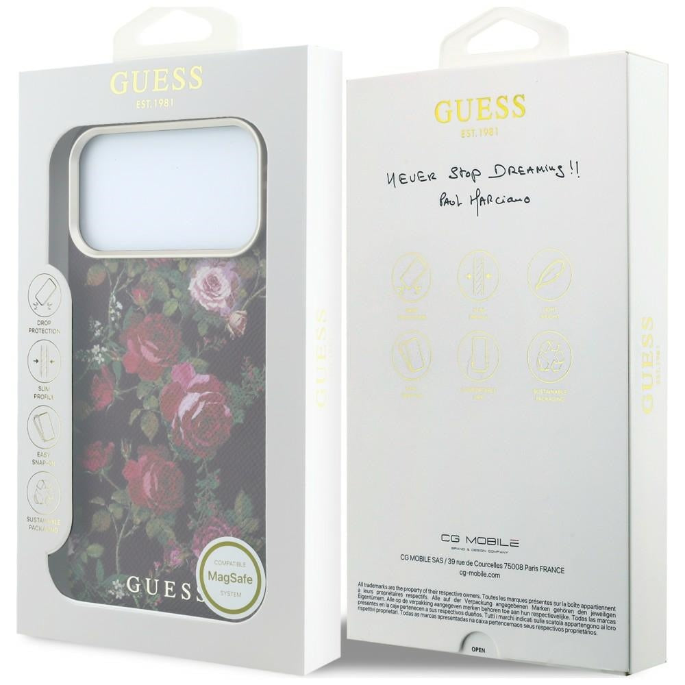 Θήκη MagSafe για Apple iPhone 18 Pro Max / 17 Pro Max, Guess, Blossom Roses Print, Μπορντό