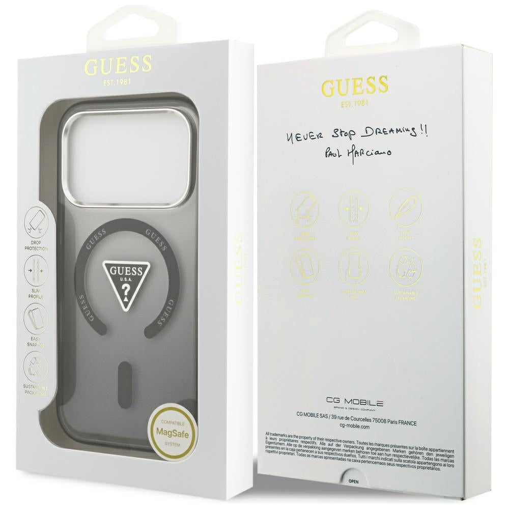 Θήκη MagSafe για Apple iPhone 18 Pro Max / 17 Pro Max, Guess, IML Gradient Triangle Logo, Μαύρη