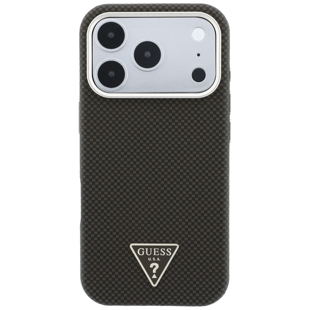 Θήκη MagSafe για Apple iPhone 18 Pro Max / 17 Pro Max, Guess, Λογότυπο Τριγώνου Kevlar, Καφέ