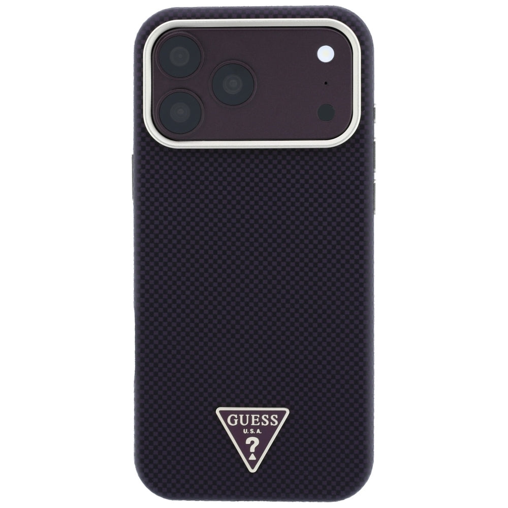Θήκη MagSafe για Apple iPhone 18 Pro Max / 17 Pro Max, Guess, Λογότυπο Τρίγωνο Kevlar, Βυσσινί