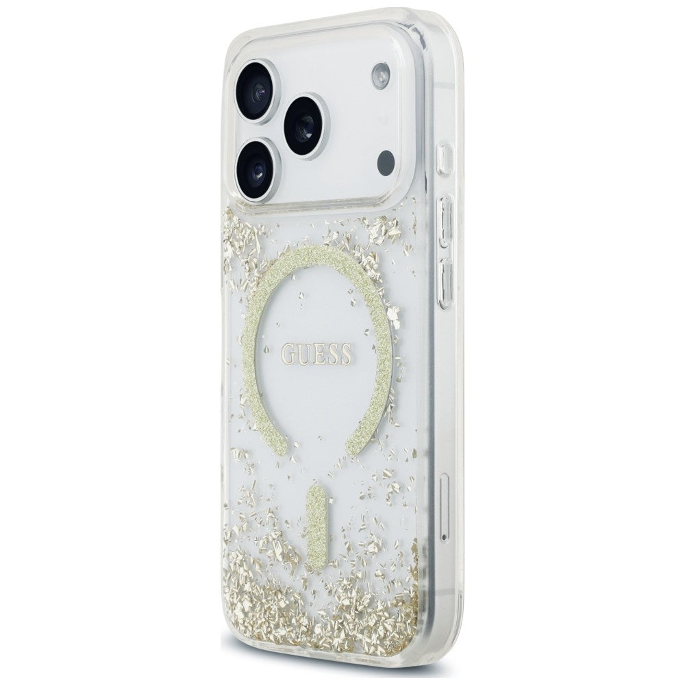Θήκη MagSafe για Apple iPhone 18 Pro Max / 17 Pro Max, Guess, Glitter με ρητίνη στο κάτω μέρος, Χρυσή