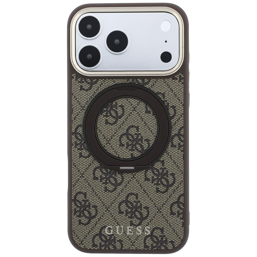 Θήκη MagSafe για Apple iPhone 18 Pro Max / 17 Pro Max, Guess, Ring Stand 360 4G Classic Logo, Καφέ