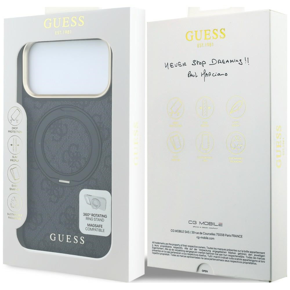 Θήκη MagSafe για Apple iPhone 18 Pro Max / 17 Pro Max, Guess, Ring Stand Classic Logo, Μαύρο