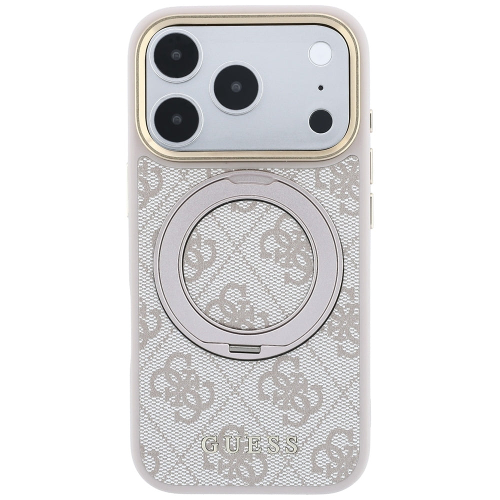 Θήκη MagSafe για Apple iPhone 18 Pro Max / 17 Pro Max, Guess, Ring Stand Classic Logo, Ροζ