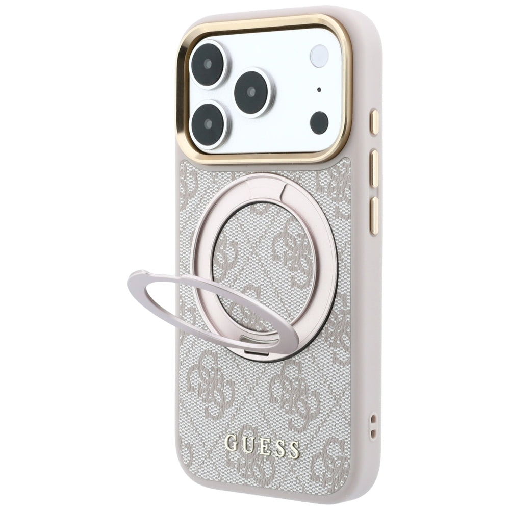 Θήκη MagSafe για Apple iPhone 18 Pro Max / 17 Pro Max, Guess, Ring Stand Classic Logo, Ροζ