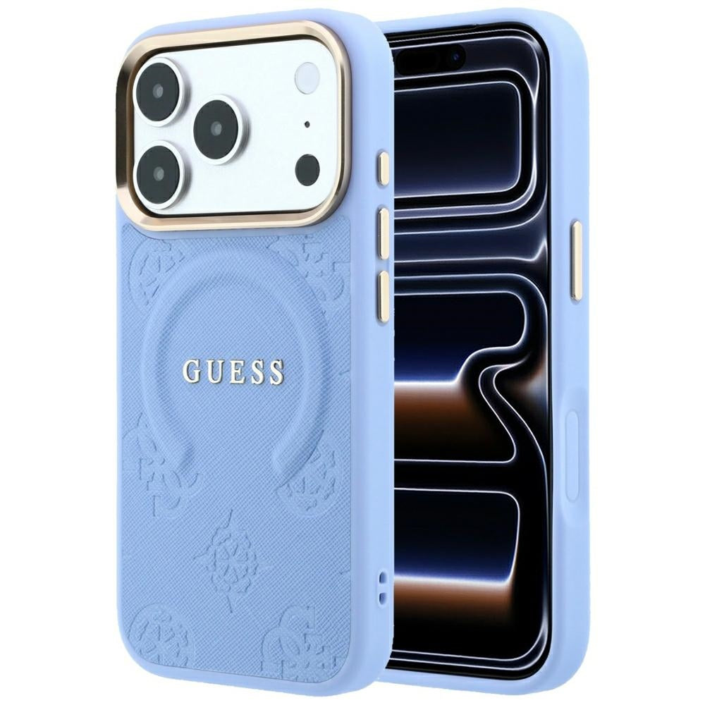 Θήκη MagSafe για Apple iPhone 18 Pro Max / 17 Pro Max, Guess, Saffiano Peony Ring, Bleu