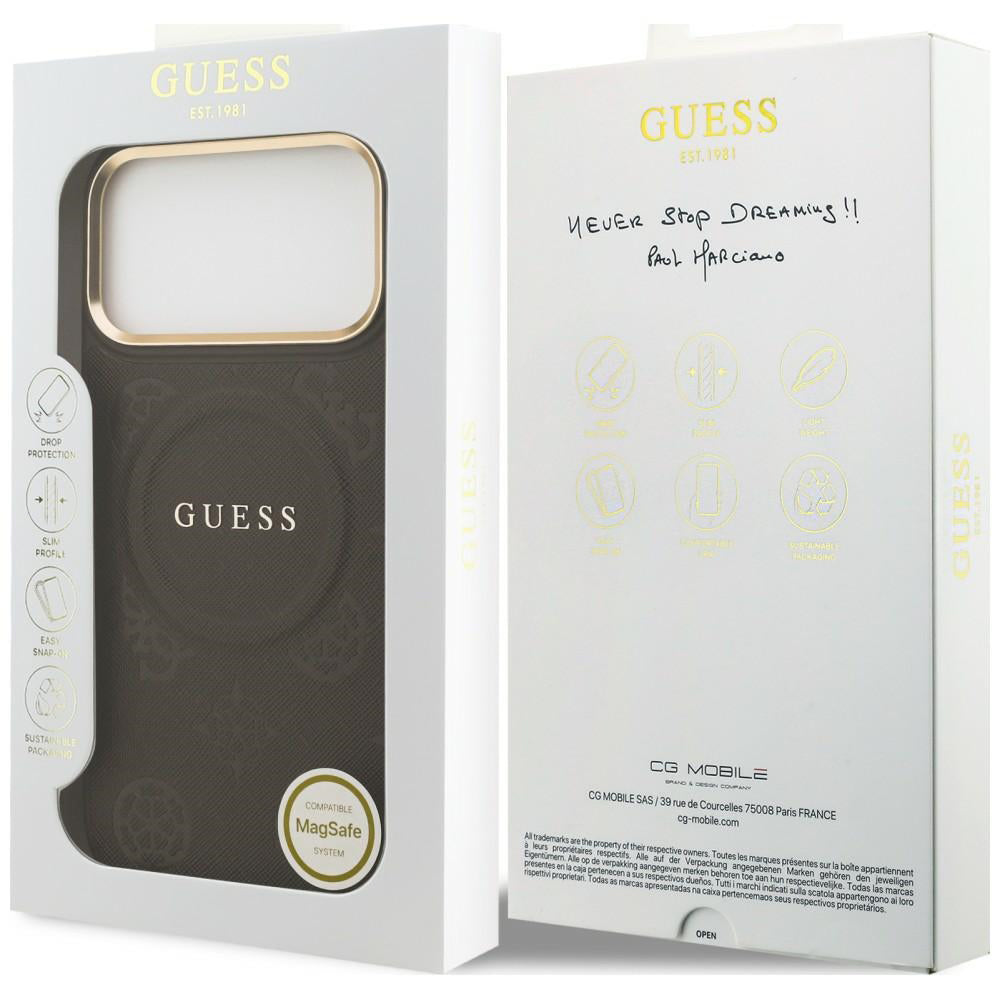 Θήκη MagSafe για Apple iPhone 18 Pro Max / 17 Pro Max, Guess, Saffiano Peony Ring, Καφέ