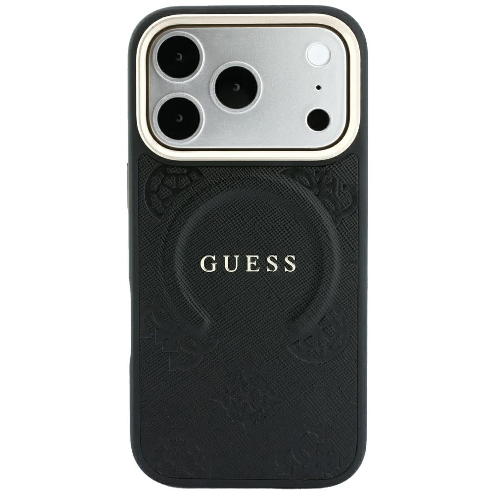 Θήκη MagSafe για Apple iPhone 18 Pro Max / 17 Pro Max, Guess, Saffiano Peony Ring, Μαύρο