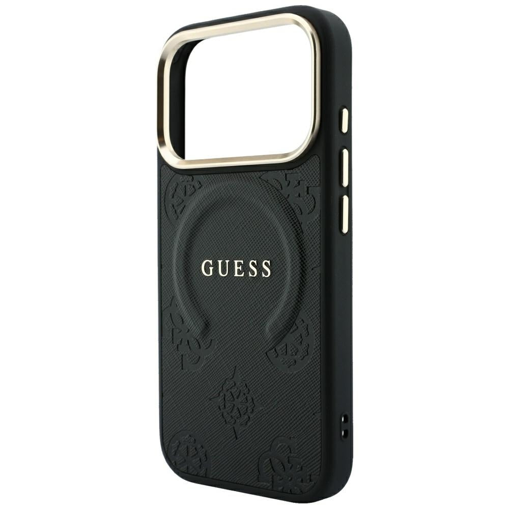 Θήκη MagSafe για Apple iPhone 18 Pro Max / 17 Pro Max, Guess, Saffiano Peony Ring, Μαύρο