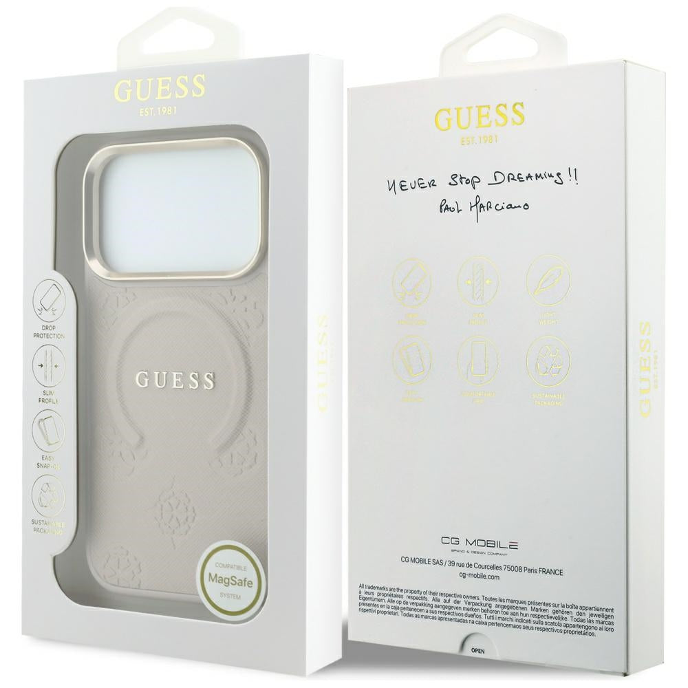 Θήκη MagSafe για Apple iPhone 18 Pro Max / 17 Pro Max, Guess, Saffiano Peony Ring, Ροζ