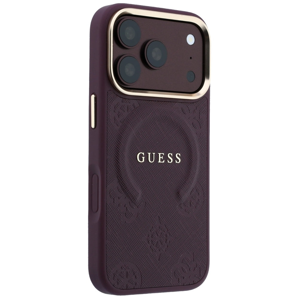 Θήκη MagSafe για Apple iPhone 18 Pro Max / 17 Pro Max, Guess, Saffiano Peony Ring, Βυσσινί