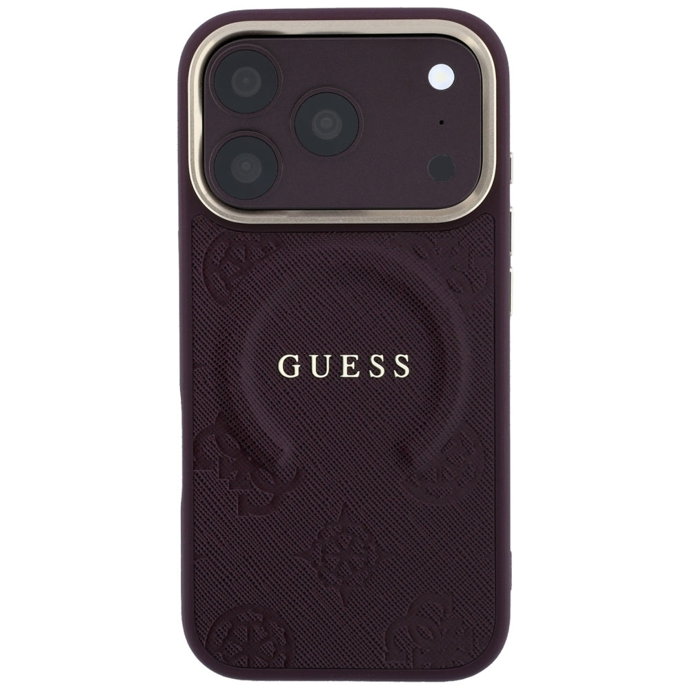 Θήκη MagSafe για Apple iPhone 18 Pro Max / 17 Pro Max, Guess, Saffiano Peony Ring, Βυσσινί