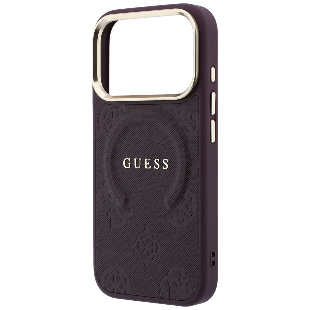 Θήκη MagSafe για Apple iPhone 18 Pro Max / 17 Pro Max, Guess, Saffiano Peony Ring, Βυσσινί