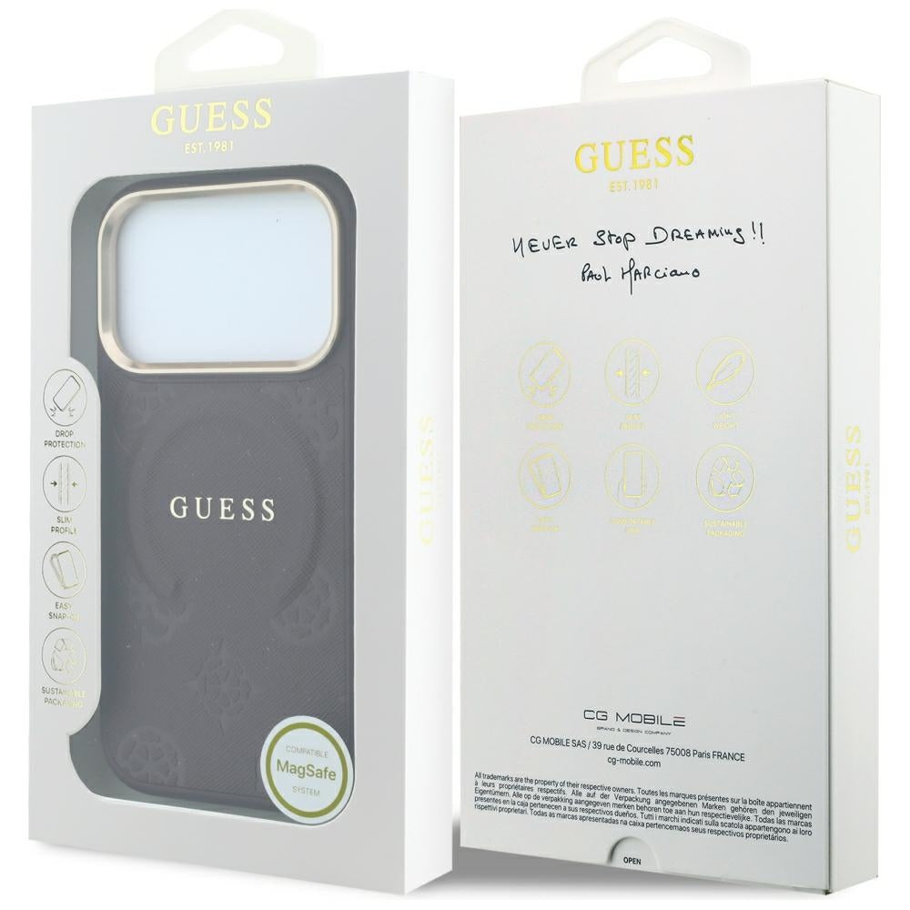 Θήκη MagSafe για Apple iPhone 18 Pro Max / 17 Pro Max, Guess, Saffiano Peony Ring, Βυσσινί