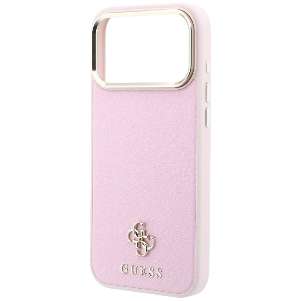 Θήκη MagSafe για Apple iPhone 18 Pro Max / 17 Pro Max, Guess, Saffiano Small 4G Classic, Ροζ