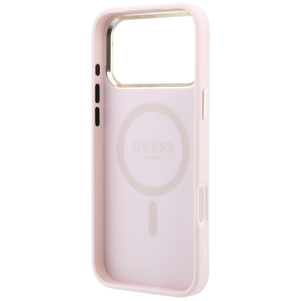 Θήκη MagSafe για Apple iPhone 18 Pro Max / 17 Pro Max, Guess, Saffiano Small 4G Classic, Ροζ