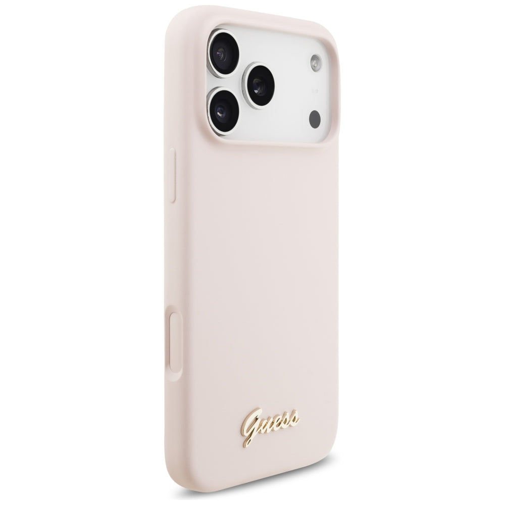 Θήκη MagSafe για Apple iPhone 18 Pro Max / 17 Pro Max, Guess, Script Metal Logo, Ροζ