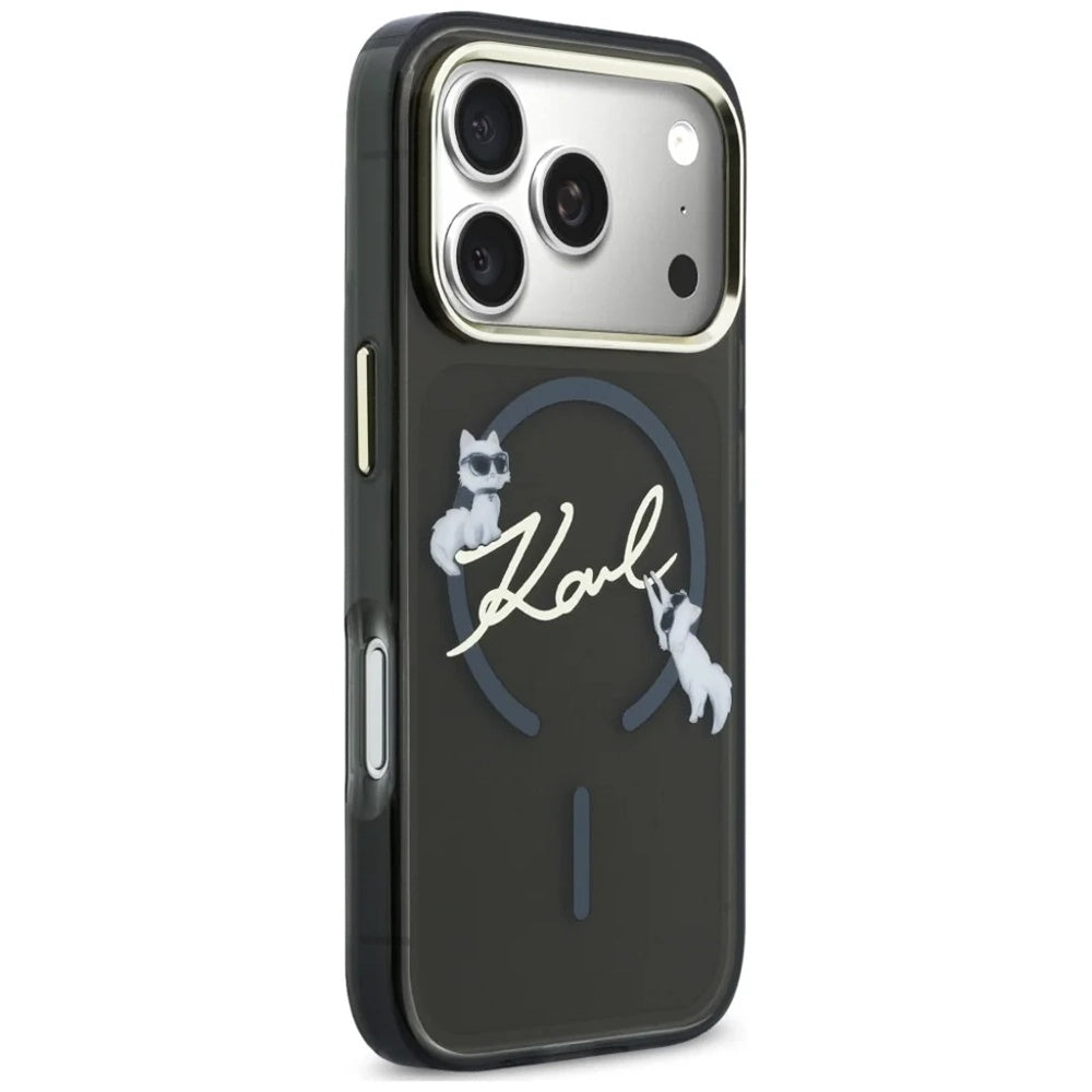 Θήκη MagSafe για Apple iPhone 18 Pro Max / 17 Pro Max, Karl Lagerfeld, IML Choupette Karl Script Logo, Μαύρο