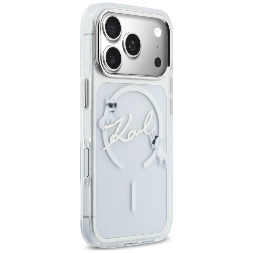 Θήκη MagSafe για Apple iPhone 18 Pro Max / 17 Pro Max, Karl Lagerfeld, IML Choupette Karl Script Logo, Διαφανής