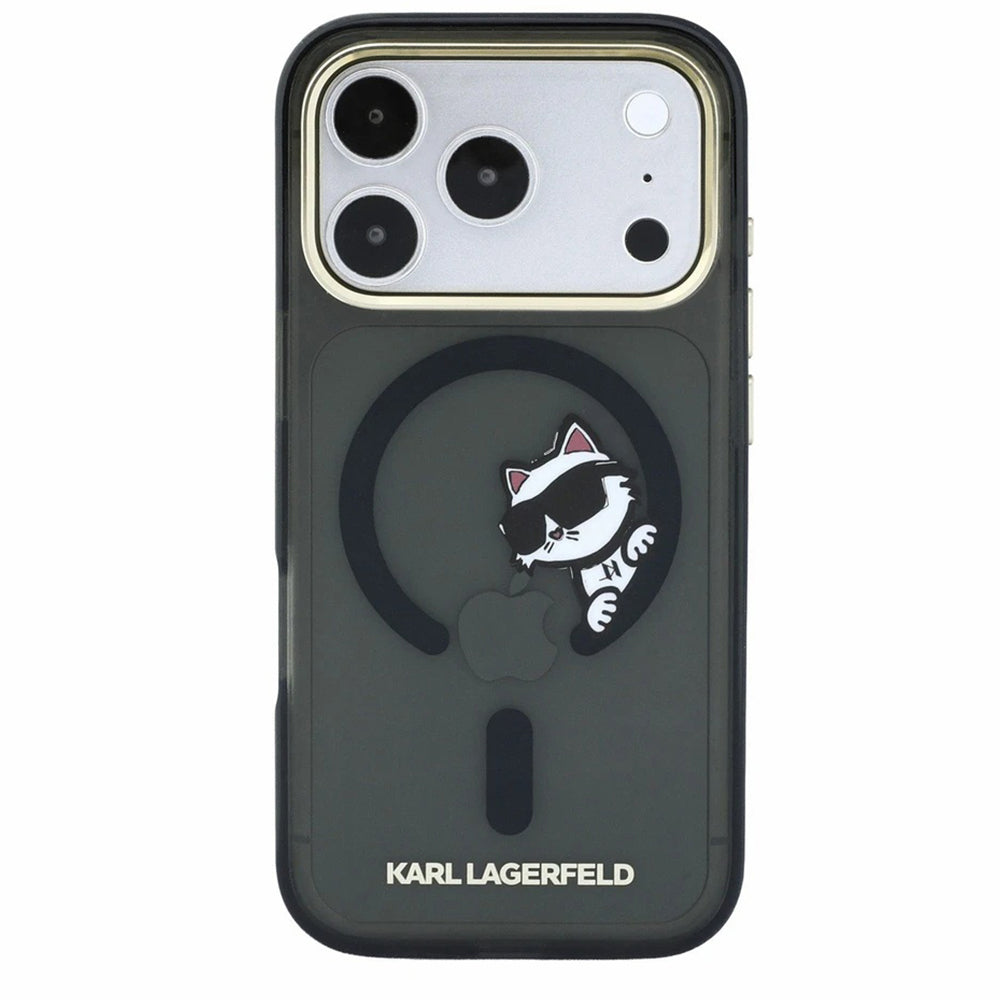 Θήκη MagSafe για Apple iPhone 18 Pro Max / 17 Pro Max, Karl Lagerfeld, IML Peekaboo Print και Μεταλλικό Πλαίσιο, Μαύρο
