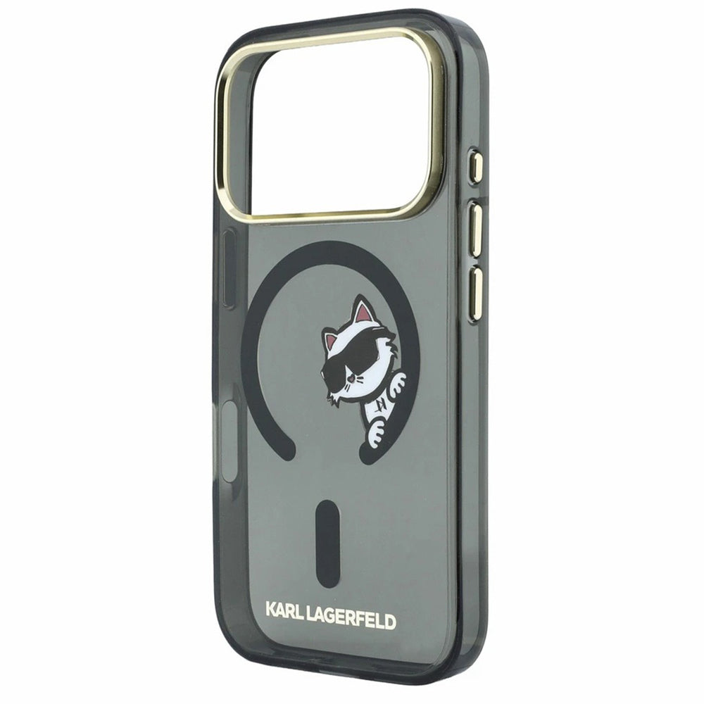 Θήκη MagSafe για Apple iPhone 18 Pro Max / 17 Pro Max, Karl Lagerfeld, IML Peekaboo Print και Μεταλλικό Πλαίσιο, Μαύρο