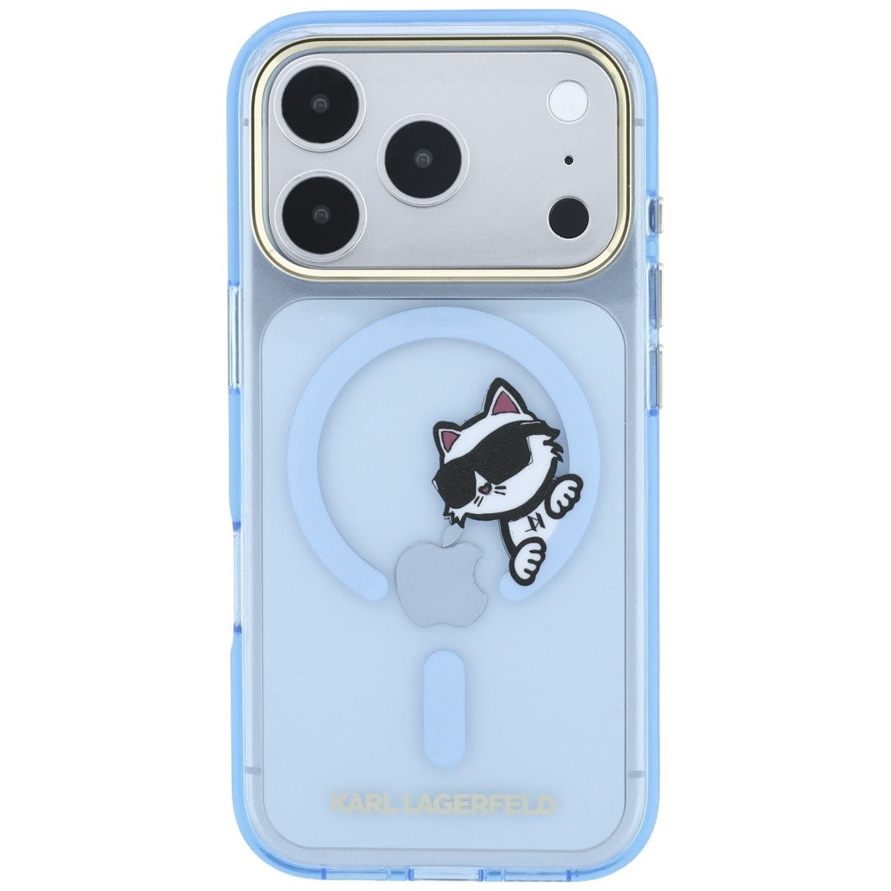 Θήκη MagSafe για Apple iPhone 18 Pro Max / 17 Pro Max, Karl Lagerfeld, IML Peekaboo Print and Metal Frame, Μπλε