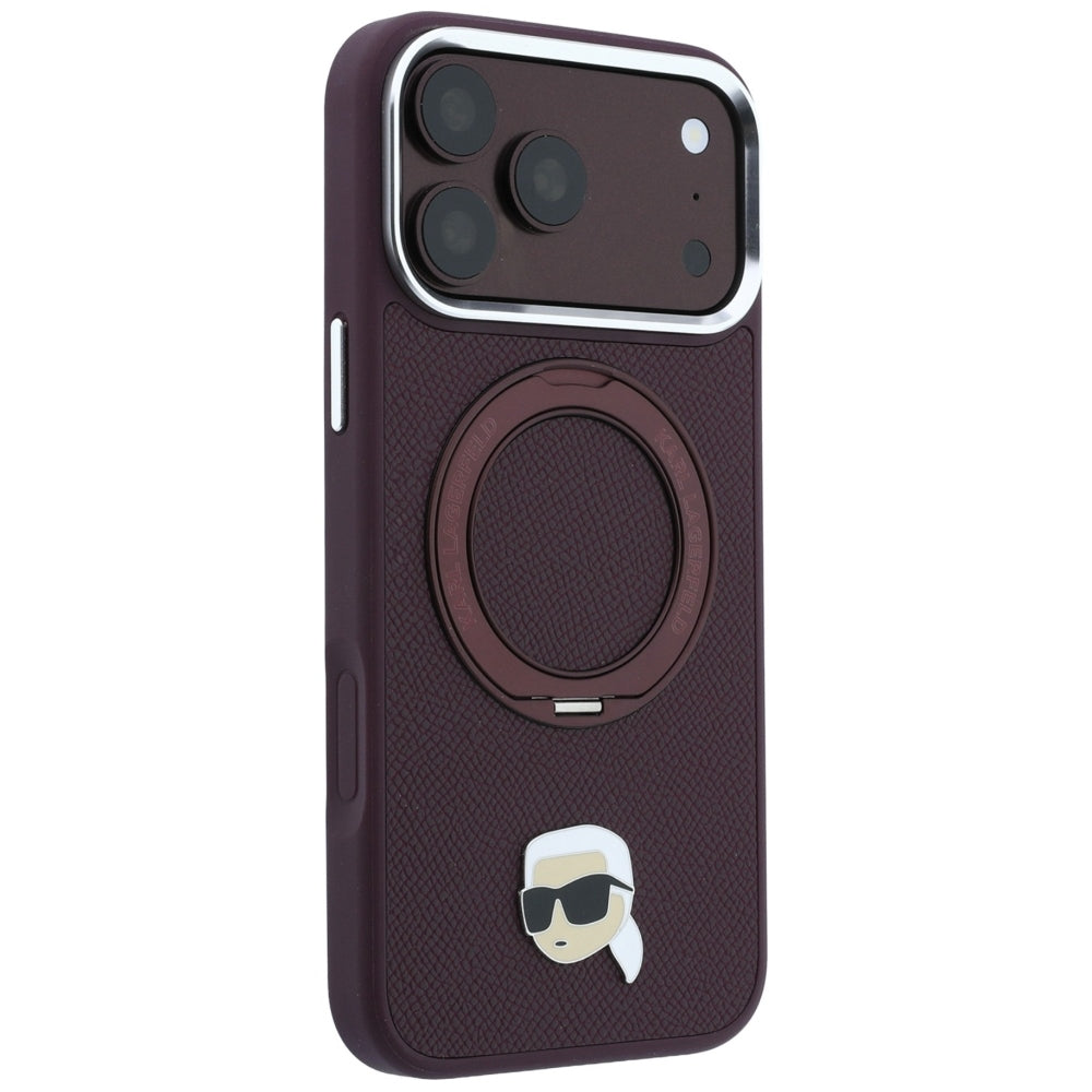 Θήκη MagSafe για Apple iPhone 18 Pro Max / 17 Pro Max, Karl Lagerfeld, Ring Stand 360 Karl Pin, Βυσσινί