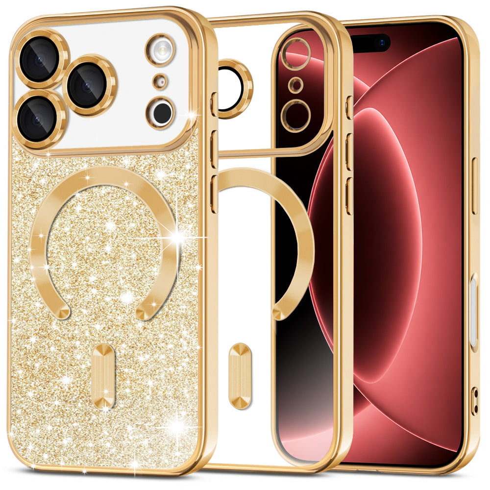 Θήκη MagSafe για Apple iPhone 18 Pro Max / 17 Pro Max, Techsuit, Luxury Glitter, Χρυσή