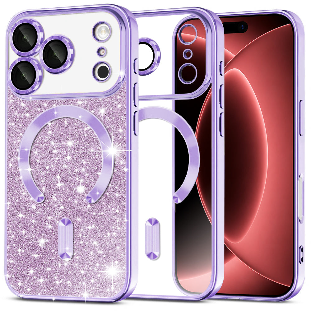 Θήκη MagSafe για Apple iPhone 18 Pro Max / 17 Pro Max, Techsuit, Luxury Glitter, Ανοιχτό Μωβ