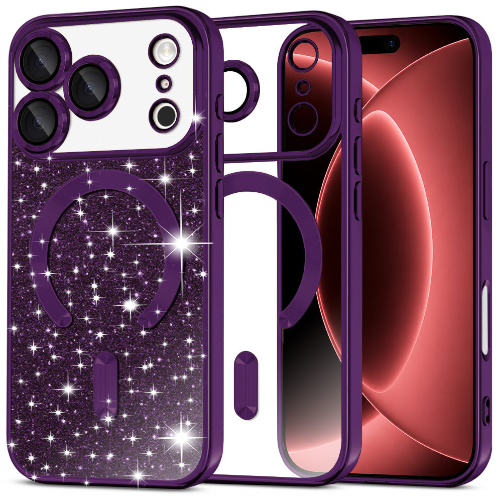 Θήκη MagSafe για Apple iPhone 18 Pro Max / 17 Pro Max, Techsuit, Luxury Glitter, Σκούρο Μωβ