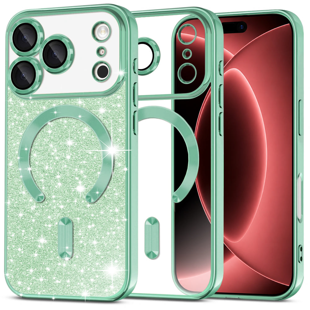 Θήκη MagSafe για Apple iPhone 18 Pro Max / 17 Pro Max, Techsuit, Luxury Glitter, Ανοιχτό Πράσινο