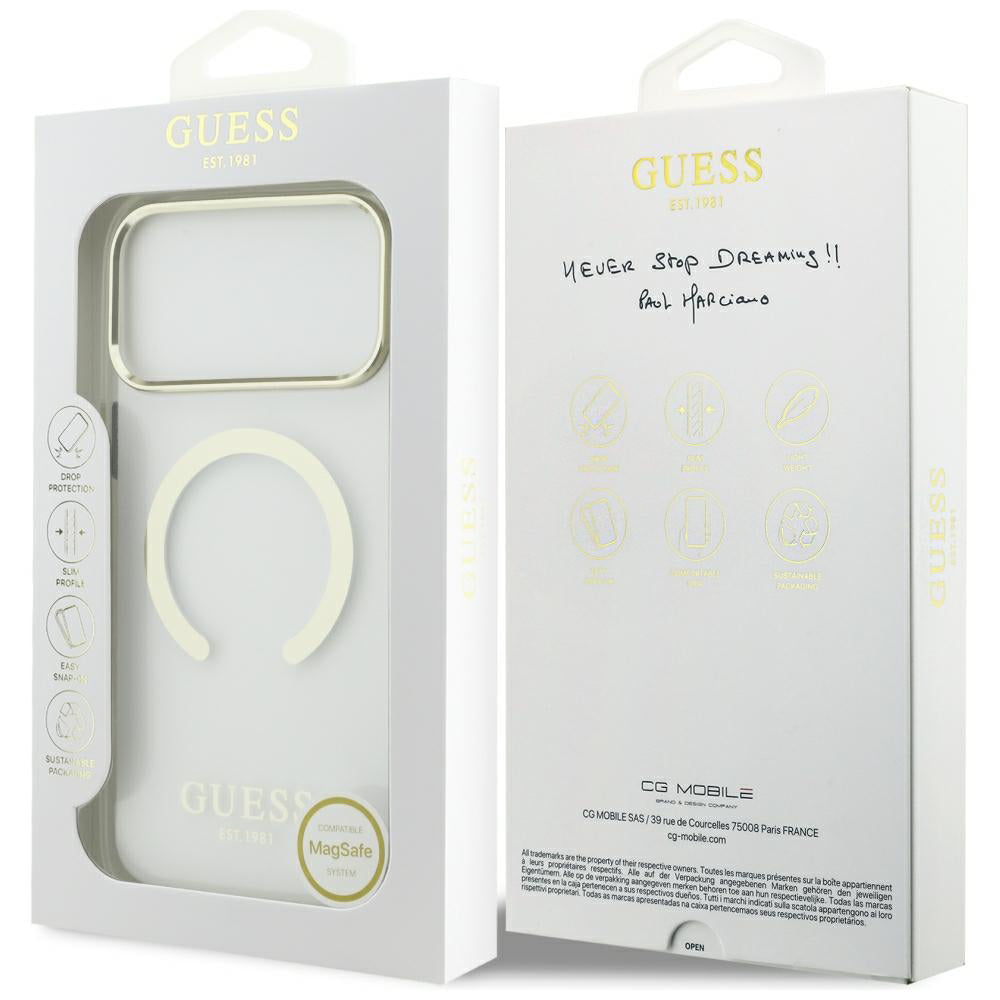 Θήκη MagSafe για Apple iPhone 18 Pro Max, Guess, Metal Outline, Χρυσή