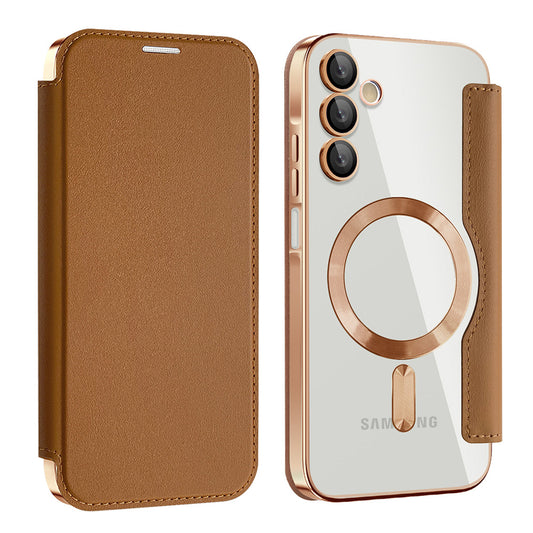 Θήκη MagSafe για Samsung Galaxy A15 5G A156 / A15 A155, Techsuit, SmartMag Book, Καφέ