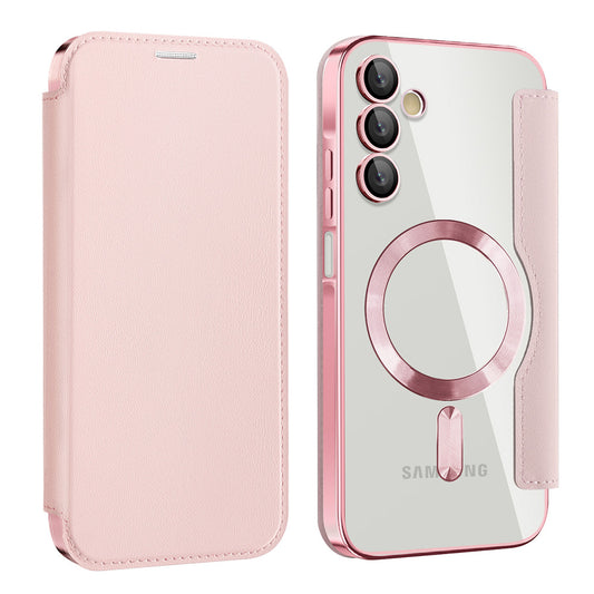 Θήκη MagSafe για Samsung Galaxy A15 5G A156 / A15 A155, Techsuit, SmartMag Book, Ροζ
