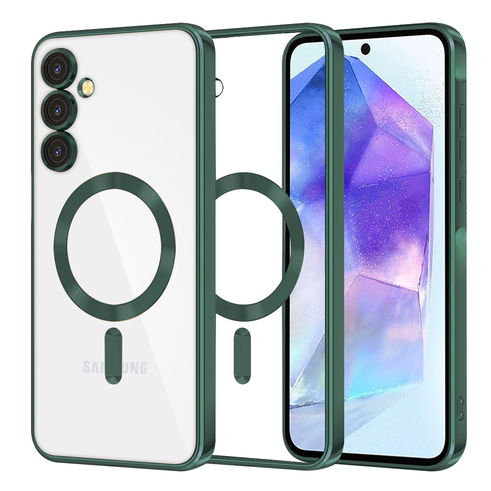 Θήκη MagSafe για Samsung Galaxy A55 5G A556, Techsuit, Luxury Crystal, Σκούρο Πράσινο