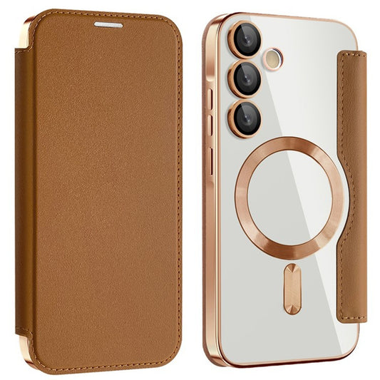 Θήκη MagSafe για Samsung Galaxy A55 5G A556, Techsuit, SmartMag Book, Καφέ