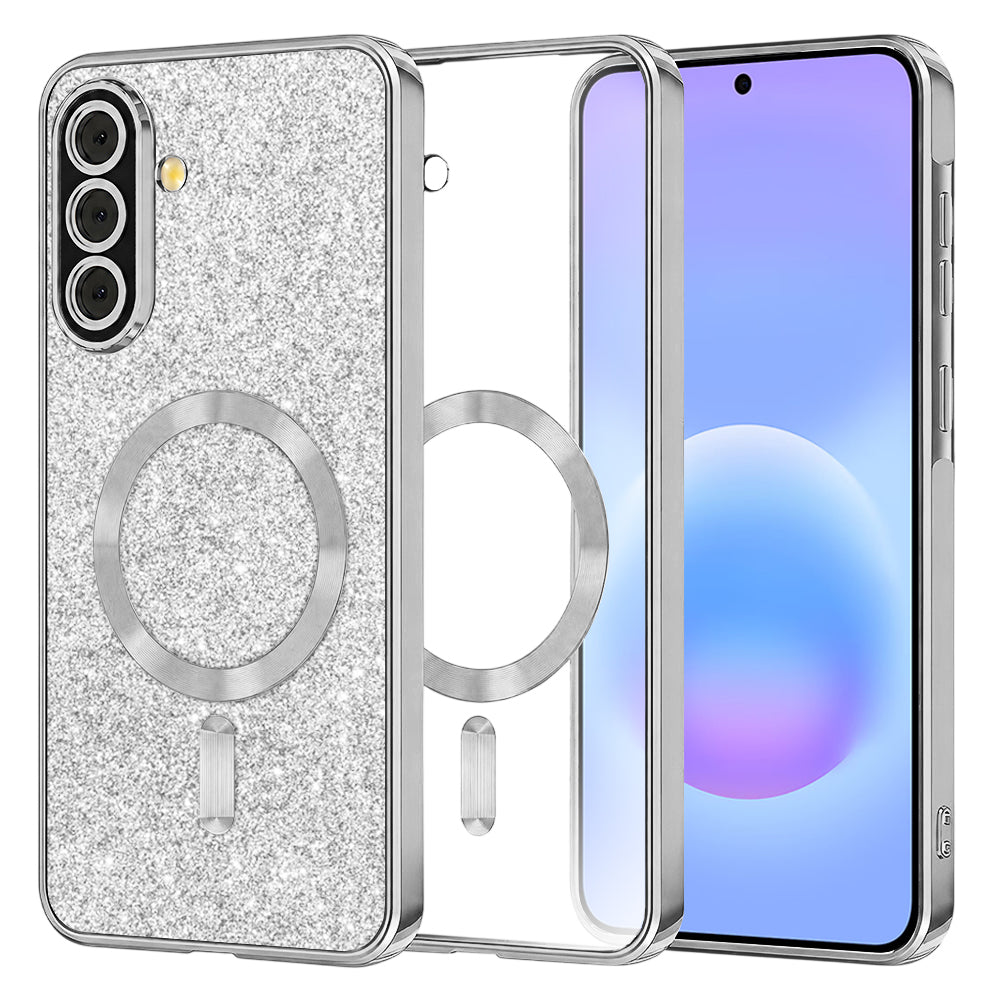 Θήκη MagSafe για Samsung Galaxy A57 5G, Techsuit, Luxury Glitter, Ασημί