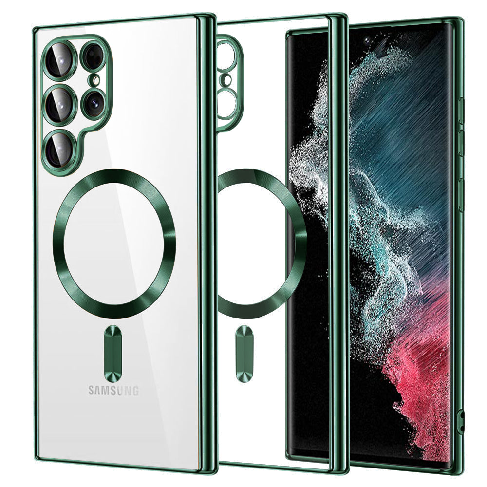 Θήκη MagSafe για Samsung Galaxy S22 Ultra 5G S908, Techsuit, Luxury Crystal, Σκούρο Πράσινο