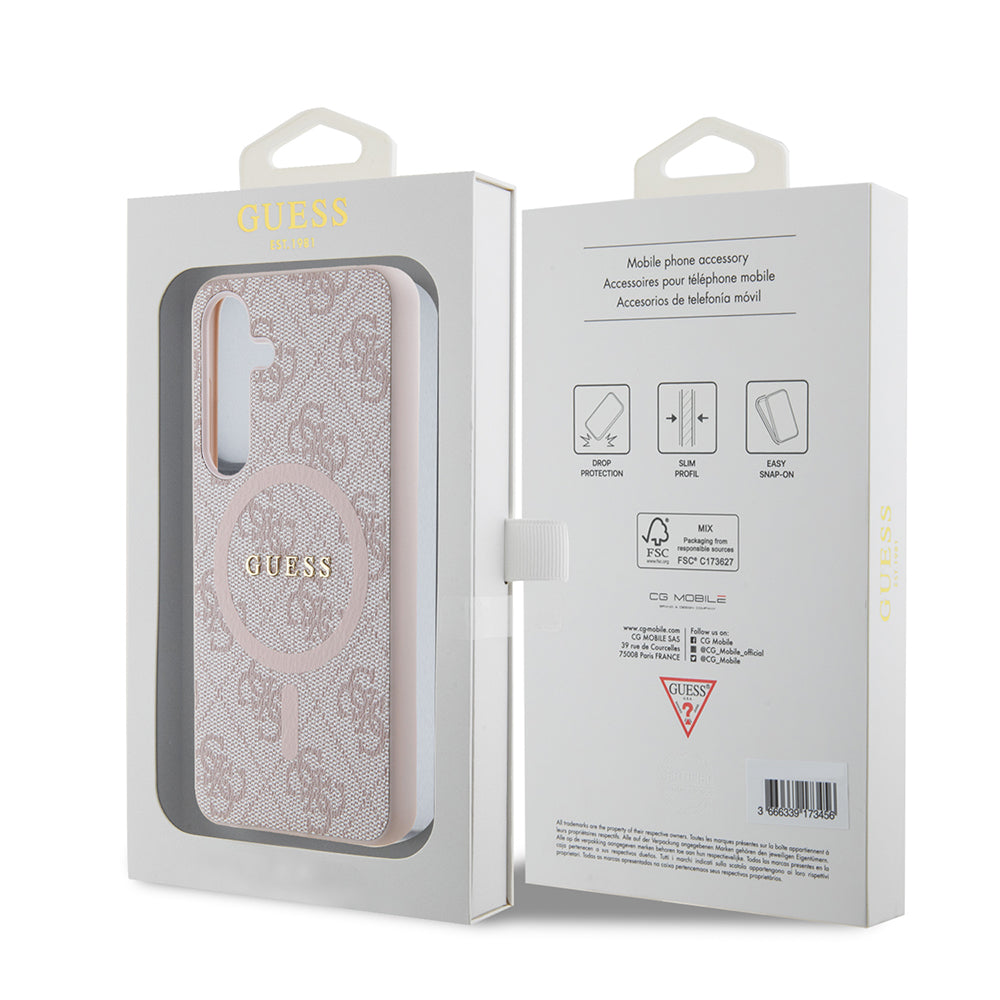 Θήκη MagSafe για Samsung Galaxy S24 S921, Guess, 4G Collection, Ροζ