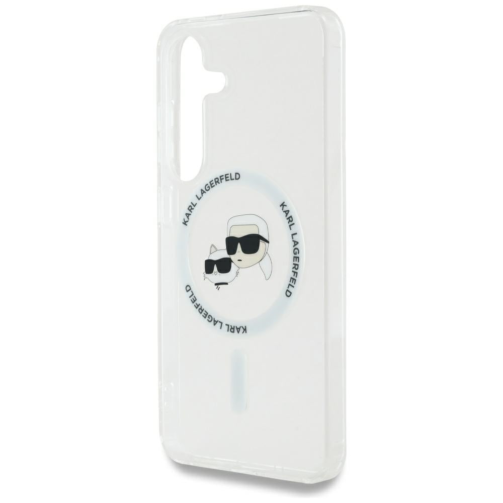 Θήκη MagSafe για Samsung Galaxy S25+ S936, Karl Lagerfeld, IML Metal Karl & Choupette's Heads, Ασημί