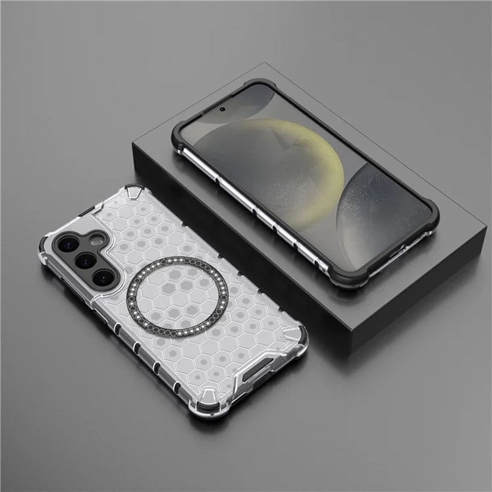 Θήκη MagSafe για Samsung Galaxy S25+ S936, Techsuit, HoneyComb Shield, Λευκό